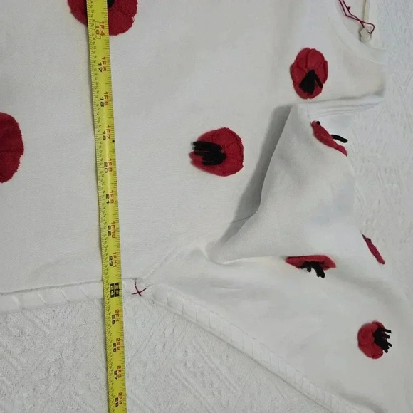 One432 Poppy Swestshirt Sz Large Handmade in Pakistan Artisan patchwork - Picture 6 of 8